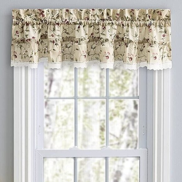Ellis Curtain Cherries Ruffled Valance 52X12 New w/o pkg. - Picture 6 of 6
